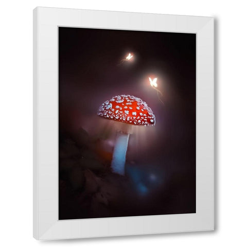 Mushroom Magic White Modern Wood Framed Art Print by Love Grams