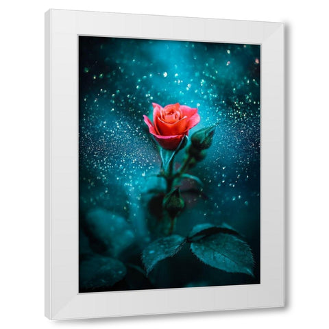 Glittering Rose White Modern Wood Framed Art Print by Love Grams