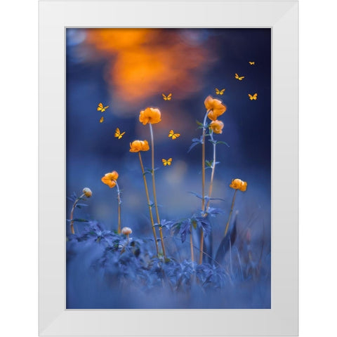 The Blue Meadow White Modern Wood Framed Art Print by Love Grams