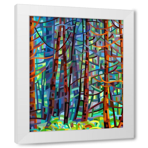 In A Pine Forest White Modern Wood Framed Art Print by Budan, Mandy