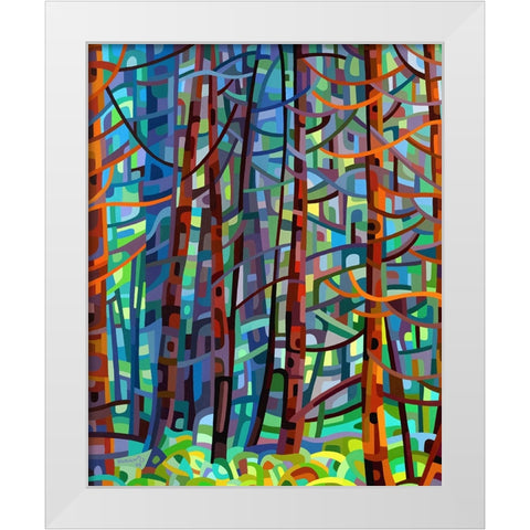 In A Pine Forest White Modern Wood Framed Art Print by Budan, Mandy
