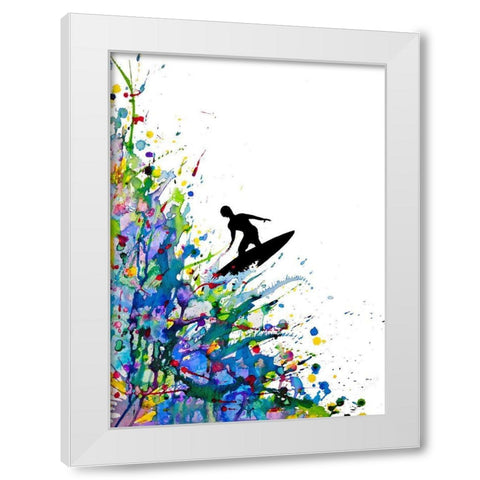 A Pollocks Point Break White Modern Wood Framed Art Print by Allante, Marc