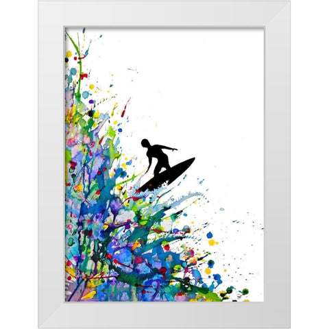 A Pollocks Point Break White Modern Wood Framed Art Print by Allante, Marc