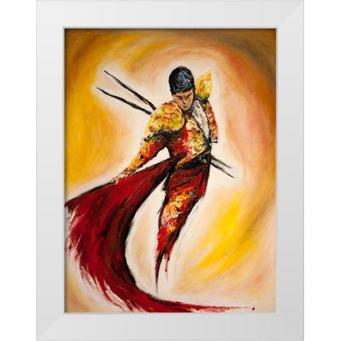 Matador White Modern Wood Framed Art Print by Allante, Marc