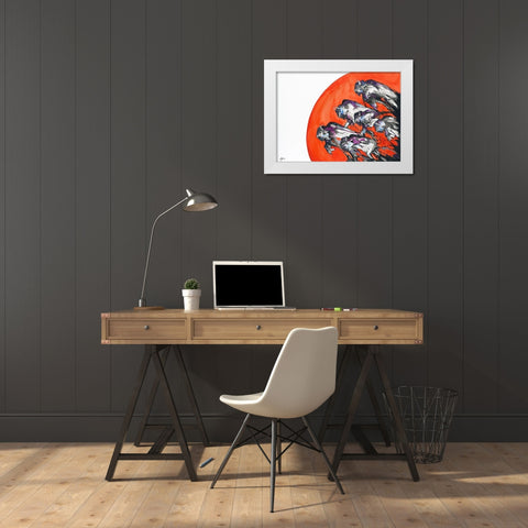 Out Of A Rising Sun White Modern Wood Framed Art Print by Allante, Marc