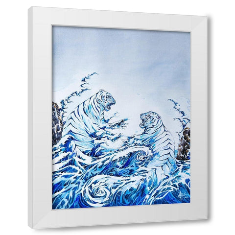 The Crashing Waves White Modern Wood Framed Art Print by Allante, Marc