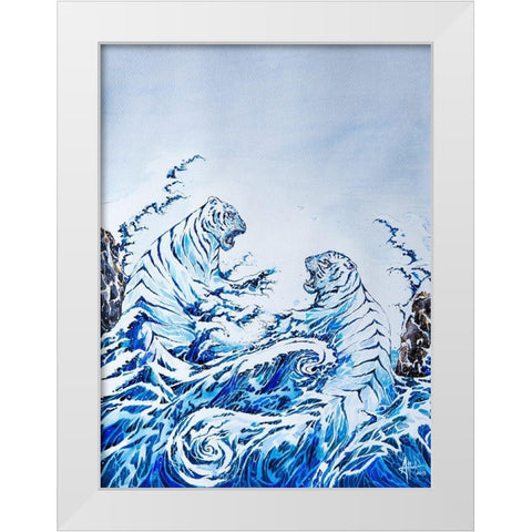 The Crashing Waves White Modern Wood Framed Art Print by Allante, Marc
