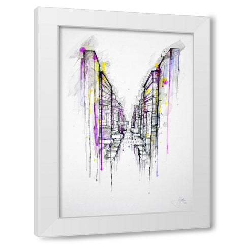 This City Sleeps White Modern Wood Framed Art Print by Allante, Marc