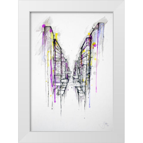 This City Sleeps White Modern Wood Framed Art Print by Allante, Marc