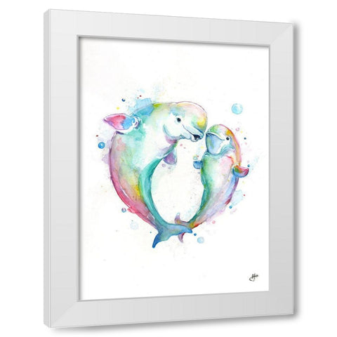 Bubbly Belugas White Modern Wood Framed Art Print by Allante, Marc