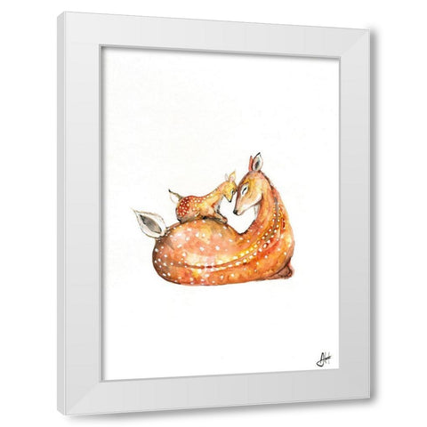 Doh a Deer White Modern Wood Framed Art Print by Allante, Marc