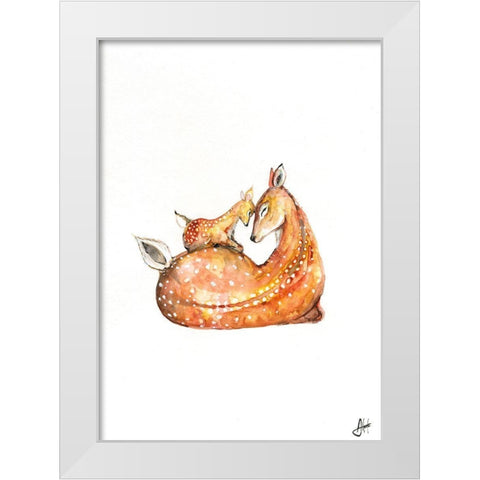 Doh a Deer White Modern Wood Framed Art Print by Allante, Marc