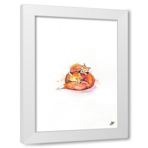 Foucaults Foxes White Modern Wood Framed Art Print by Allante, Marc