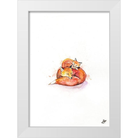 Foucaults Foxes White Modern Wood Framed Art Print by Allante, Marc