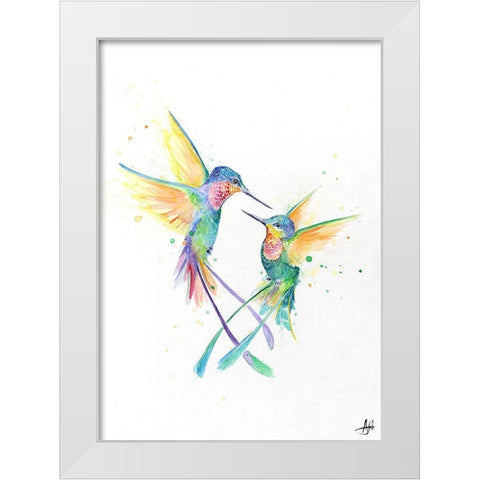 Happy Hummingbirds White Modern Wood Framed Art Print by Allante, Marc