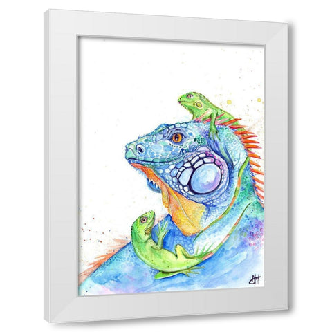 Here be Dragons White Modern Wood Framed Art Print by Allante, Marc