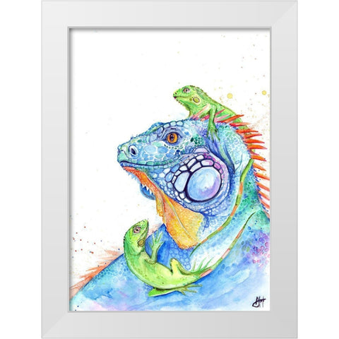 Here be Dragons White Modern Wood Framed Art Print by Allante, Marc