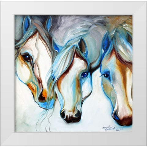 3 Nobles Equine Abstract White Modern Wood Framed Art Print by Baldwin, Marcia