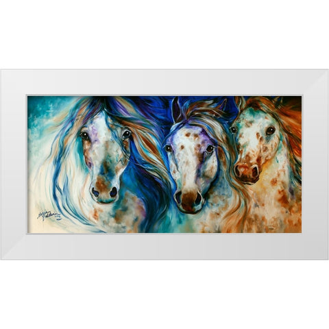 3 Wild Appaloosa Horses White Modern Wood Framed Art Print by Baldwin, Marcia