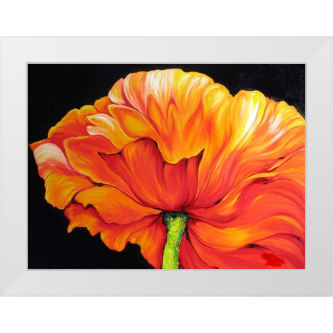 A Single Poppy White Modern Wood Framed Art Print by Baldwin, Marcia