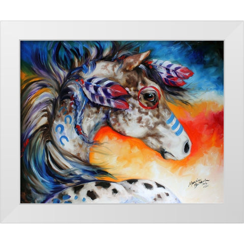 Appaloosa Indian War Horse White Modern Wood Framed Art Print by Baldwin, Marcia