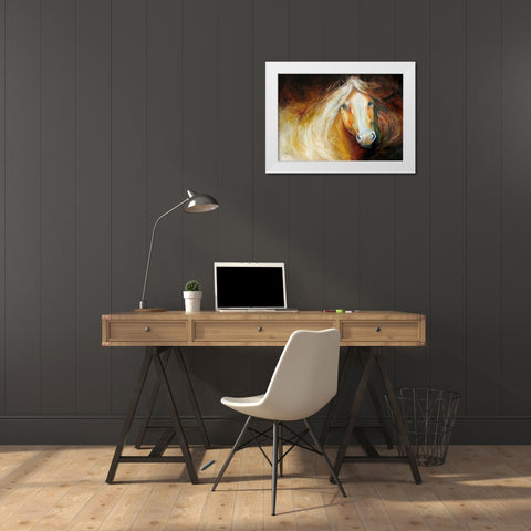 Autumn Breeze Equine White Modern Wood Framed Art Print by Baldwin, Marcia