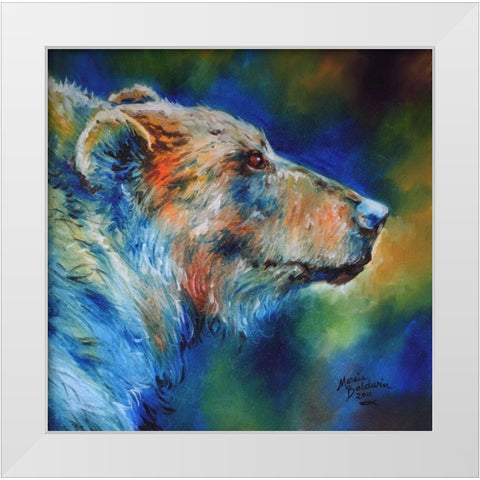 Bear Abstract White Modern Wood Framed Art Print by Baldwin, Marcia