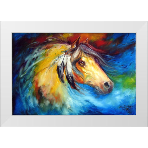 Blue Thunder War Pony White Modern Wood Framed Art Print by Baldwin, Marcia
