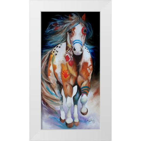 Brave The Indian War Horse White Modern Wood Framed Art Print by Baldwin, Marcia