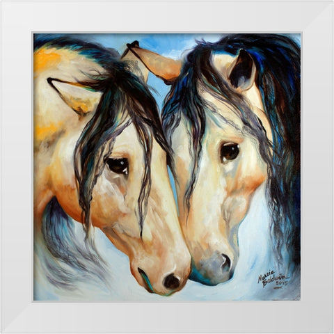 Buckskin Friends White Modern Wood Framed Art Print by Baldwin, Marcia