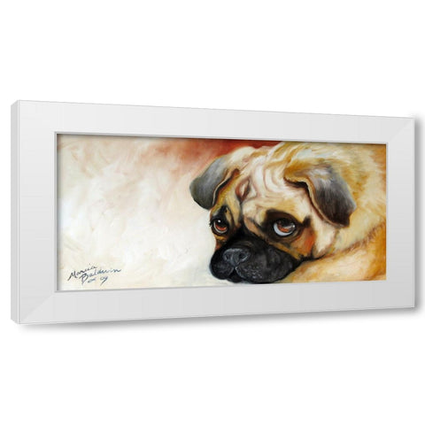Cutie Pie Pug White Modern Wood Framed Art Print by Baldwin, Marcia