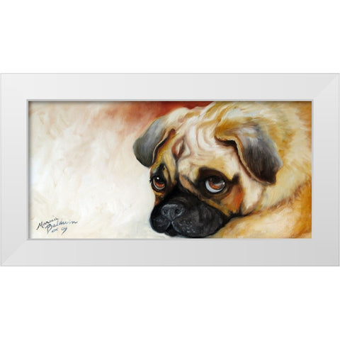Cutie Pie Pug White Modern Wood Framed Art Print by Baldwin, Marcia