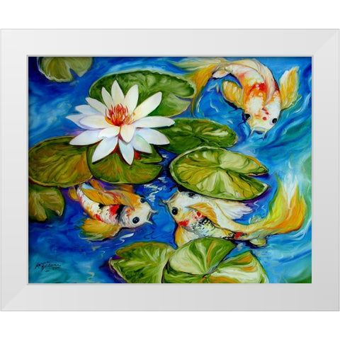 Dance Of The Koi 2 White Modern Wood Framed Art Print by Baldwin, Marcia
