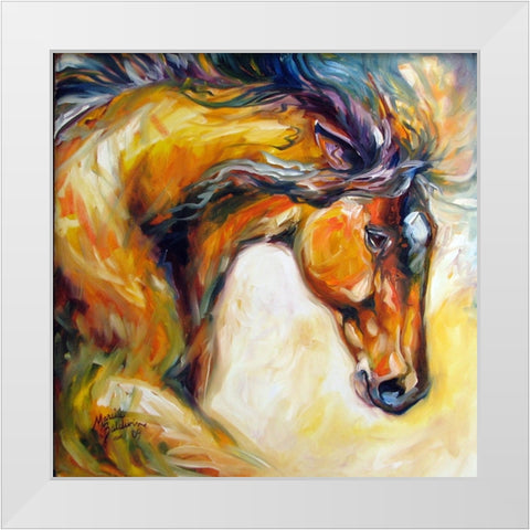 Determined Equine White Modern Wood Framed Art Print by Baldwin, Marcia