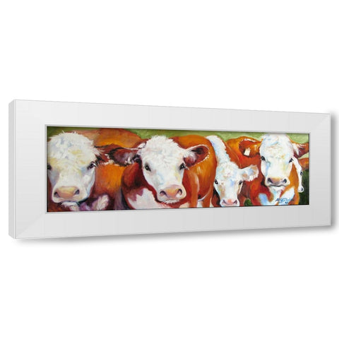 Fab Five Cows White Modern Wood Framed Art Print by Baldwin, Marcia