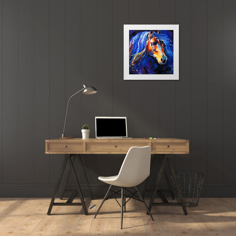 Friesian Night White Modern Wood Framed Art Print by Baldwin, Marcia