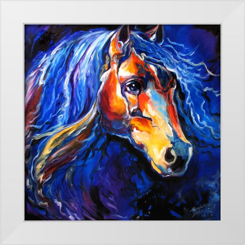 Friesian Night White Modern Wood Framed Art Print by Baldwin, Marcia