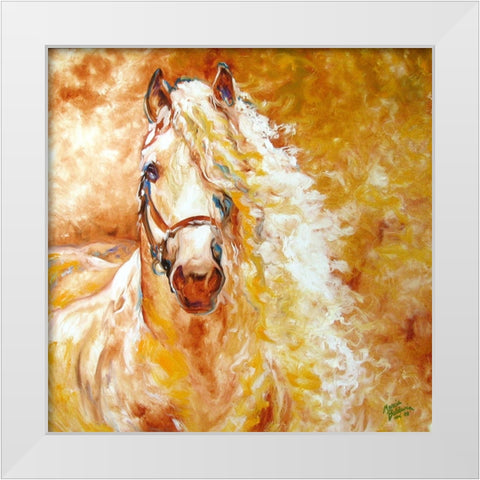 Golden Grace Andalusian Equine White Modern Wood Framed Art Print by Baldwin, Marcia