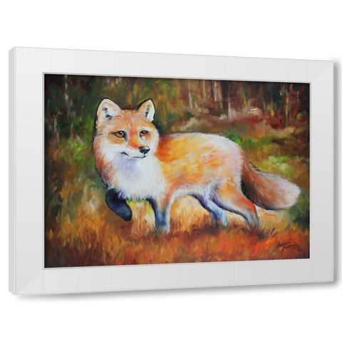 Little Red Fox White Modern Wood Framed Art Print by Baldwin, Marcia