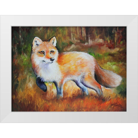 Little Red Fox White Modern Wood Framed Art Print by Baldwin, Marcia