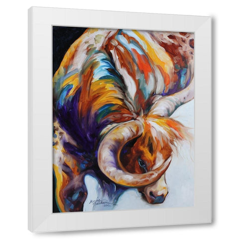 Longhorn Abstract White Modern Wood Framed Art Print by Baldwin, Marcia