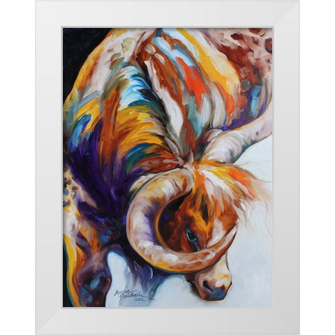 Longhorn Abstract White Modern Wood Framed Art Print by Baldwin, Marcia