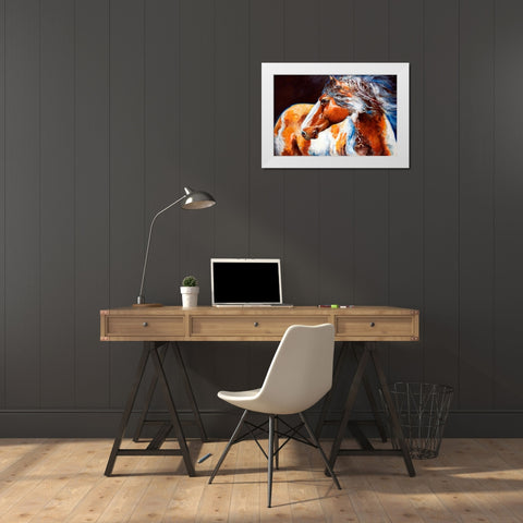 Mohican Indian War Horse White Modern Wood Framed Art Print by Baldwin, Marcia