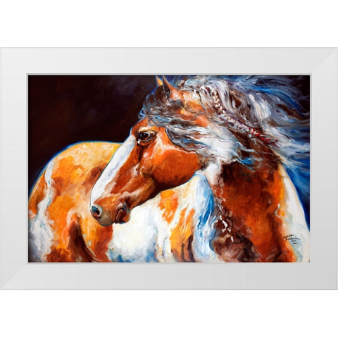 Mohican Indian War Horse White Modern Wood Framed Art Print by Baldwin, Marcia