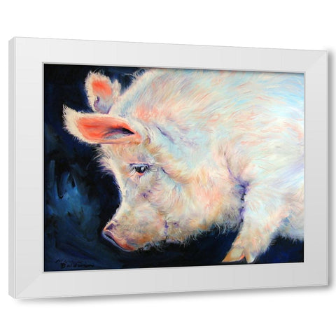 My Pink Pig White Modern Wood Framed Art Print by Baldwin, Marcia