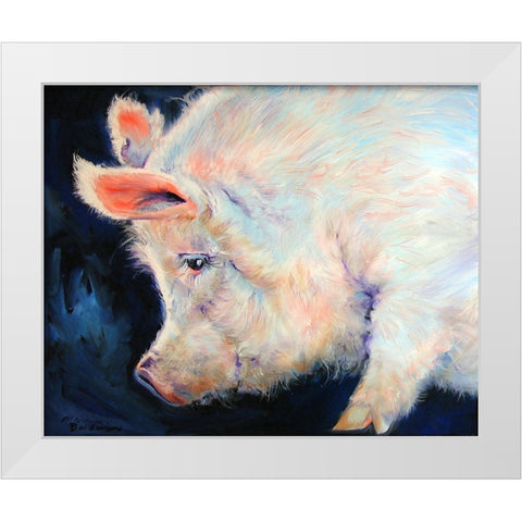 My Pink Pig White Modern Wood Framed Art Print by Baldwin, Marcia