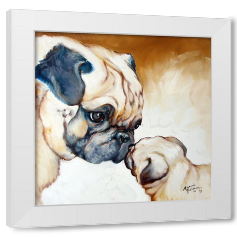 Pug 2 White Modern Wood Framed Art Print by Baldwin, Marcia