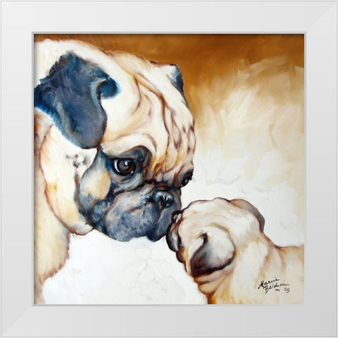 Pug 2 White Modern Wood Framed Art Print by Baldwin, Marcia