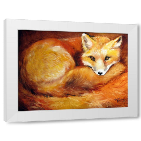 Red Fox Den White Modern Wood Framed Art Print by Baldwin, Marcia