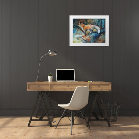 Red Fox II White Modern Wood Framed Art Print by Baldwin, Marcia